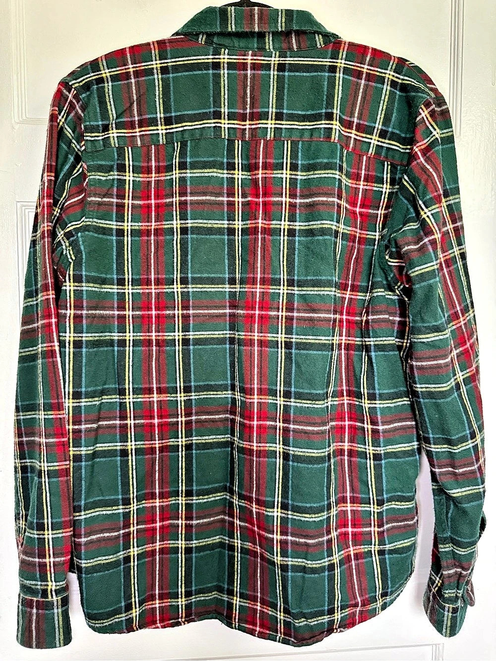 L.L.Bean Men's Scotch Plaid Cotton Flannel Shirt Tartan Green & Red Size Medium - Picture 13 of 15